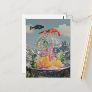 Surrealer Quallen-Collage Postkarte