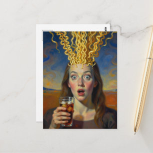 Surrealer Ramen-Gehirnexplosion Frau Postkarte