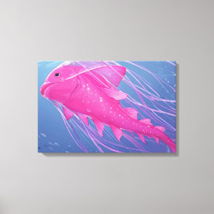 Surrealer rosa Quallenfisch-Hybrid-Fantasie-Ozean Leinwanddruck