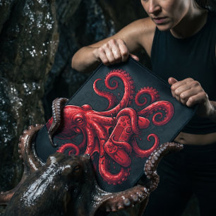 Surrealer roter Oktopus Mousepad