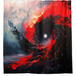 Surrealer roter Sturmwirbel Duschvorhang
