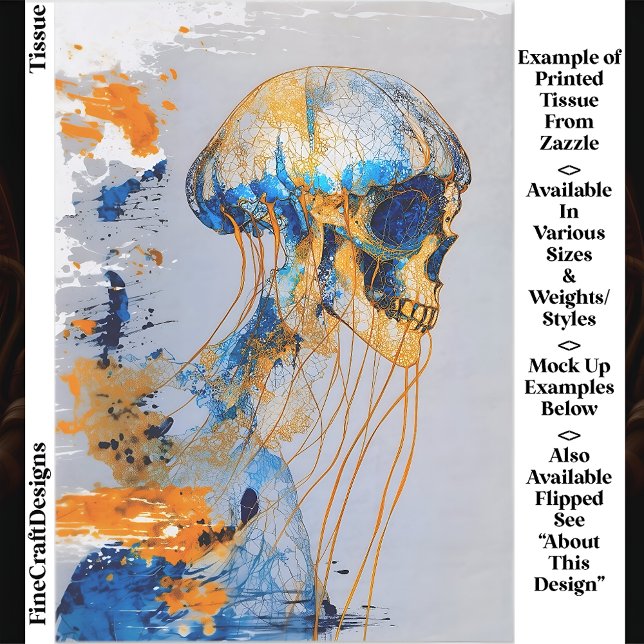 Surrealer Schädel im Ozean, Wasserfarbe EE9R Decou Seidenpapier (Von Creator hochgeladen)