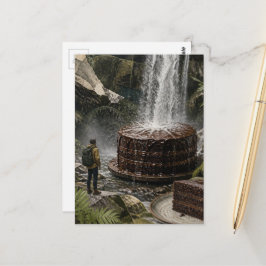 Surrealer Schokoladenkuchen Collage Postkarte