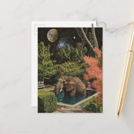 Surrealer schöner Elefant im Pool Postkarte