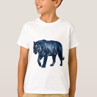 Surrealer Silhouette eines Tigers mit Doppelbelich T-Shirt