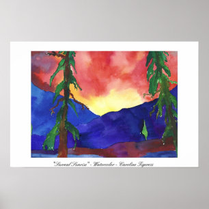 "Surrealer Sonnenaufgang" - Aquarell - Caroline Poster