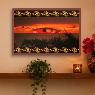 Surrealer Sonnenuntergangs-Augen-Tropischer-Ozean- Poster