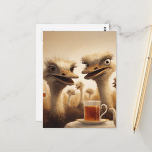 Surrealer Straußenteestunde Postkarte