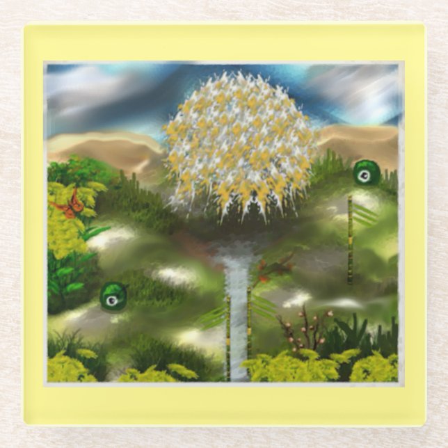 Surrealer Traum der Lüster Glasuntersetzer (Vorderseite)