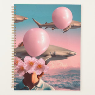 Surrealer Traumlandschaft mit Haien und Ballons Planer