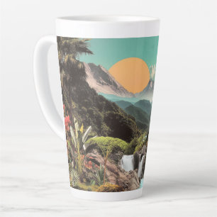 Surrealer tropischer Tal mit Wasserfällen Milchtasse