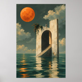 Surrealer Türdruck für den Ozean Poster