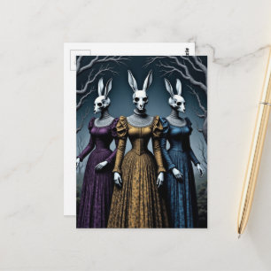 Surrealer Vintage-Hasen-Schädel-Kopf Damen Postkarte