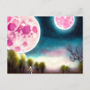 Surrealer Vintage-Rosa-Monde Postkarte