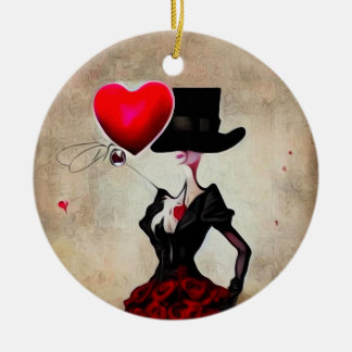 Surrealer Vintage-Tollhut-Dame Keramik Ornament