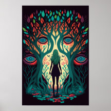 Surrealer Waldposter mit Augen | Trippy 2