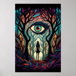 Surrealer Waldposter mit Augen | Trippy 3 Poster