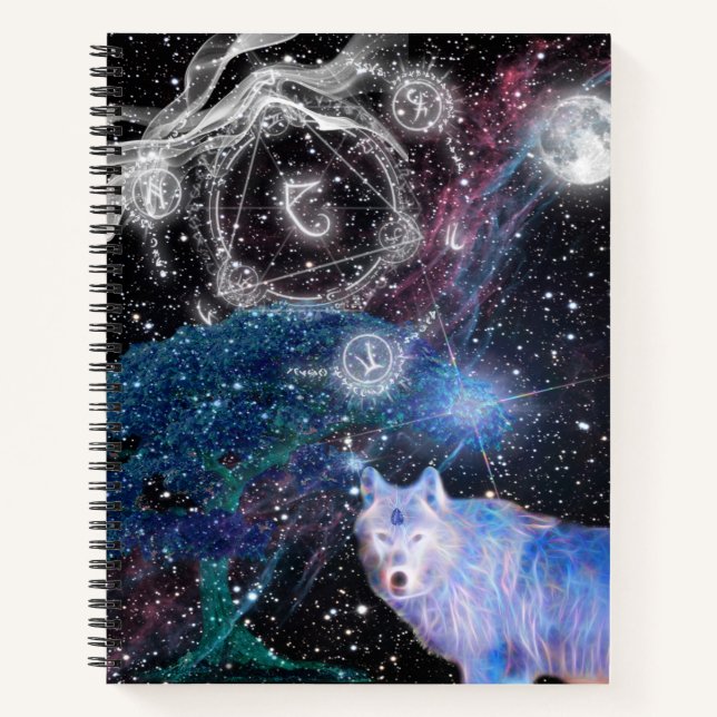 Surrealer Wolf Notizbuch (Vorderseite)