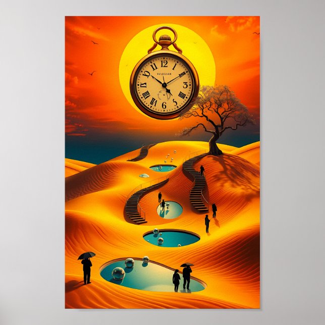 Surrealer Wüstenzeithüter-Horizontposter Poster (Vorne)