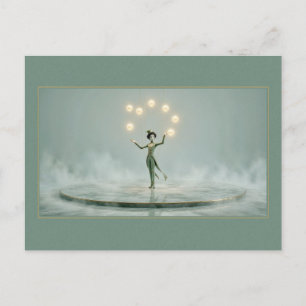 Surrealer Zirkustraum Jongleur der Orbs Postkarte