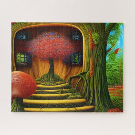 Surreales Baumhaus im Wald Puzzle