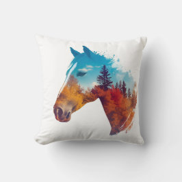 Surreales Pferd im Herbstwald Kissen