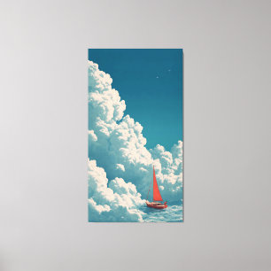 Surreales Segelboot, das über den Himmel fährt, Wa Leinwanddruck