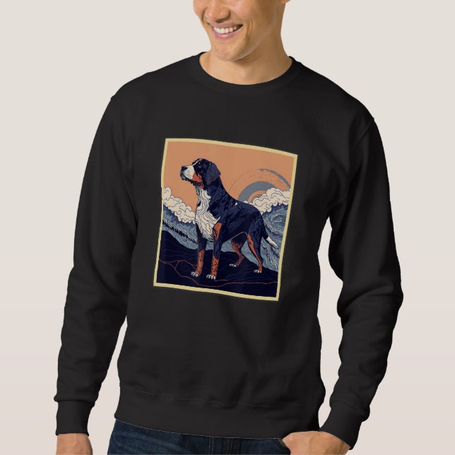 Surrealism Japanese Painting Greater Swiss Mountai Sweatshirt (Vorderseite)