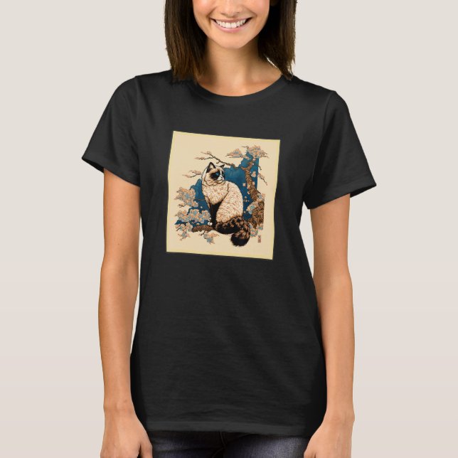Surrealism Japanese Painting Ragdoll cat T-Shirt (Vorderseite)