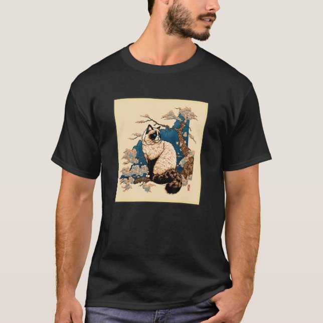 Surrealism Japanese Painting Ragdoll cat T-Shirt (Vorderseite)