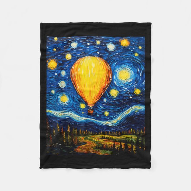 Surrealism Starry Night Hot Air Balloon  Fleecedecke (Vorderseite)