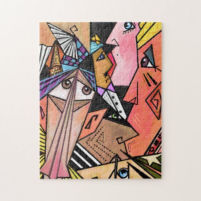Surrealismus Art Faces Puzzle (Vertikal)