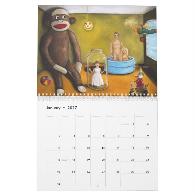 Surrealismus mit Leuten 2013 Kalender (Jan 2027)