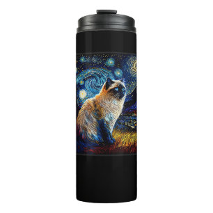 Surrealismus Starry Night Himalayakatze Thermosbecher