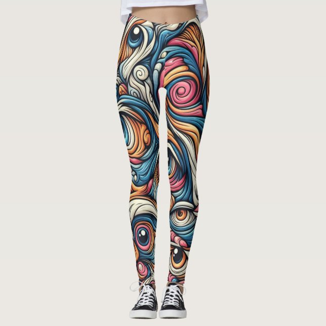 Surrealismus Thema Muster Leggings (Vorderseite)