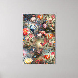 Surrealist Art mit Blume & Birds Canvas Print Leinwanddruck