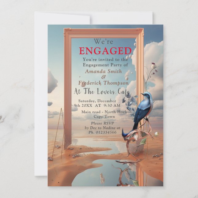 Surrealist Art mit Blume & Vögeln Einladung (Vorderseite)