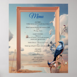 Surrealist Art mit Blume & Vögeln Poster