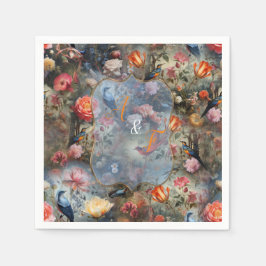 Surrealist Art mit Blume & Vögeln Serviette