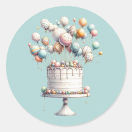 Surrealist Balloons und Geburtstagskuchen Runder Aufkleber