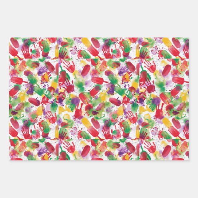 Surrealist Ice Pop Wrapping Paper Geschenkpapier Set (Vorderseite)