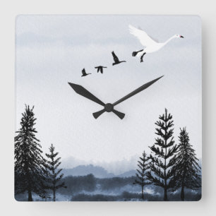 Surrealistic winter landscape quadratische wanduhr