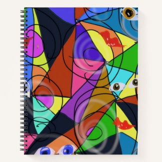 Surrealistische abstrakte geometrische Muster mit  Notizbuch