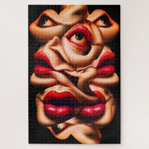 Surrealistische abstrakte Gesichter, kühner Expres Puzzle