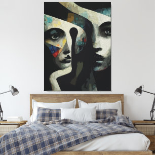 Surrealistische abstrakte ineinander verschlungene leinwanddruck