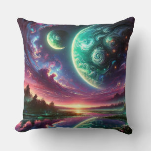 Surrealistische Alien-Planet-Landschaft mit kosmis Kissen