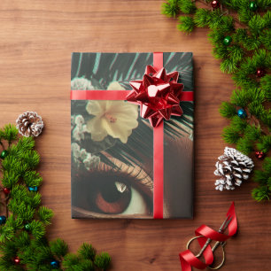 Surrealistische Augen und Blumen mit Schmetterling Geschenkpapier