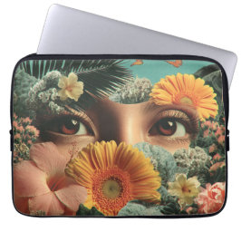 Surrealistische Augen und Blumen mit Schmetterling Laptopschutzhülle