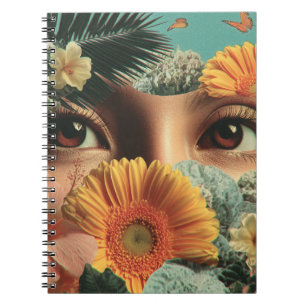 Surrealistische Augen und Blumen mit Schmetterling Notizblock