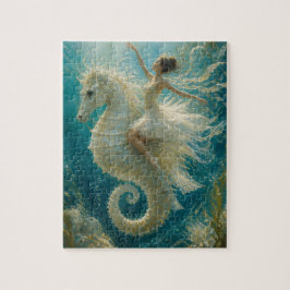 Surrealistische Ballerina und Seepferdchen-Fantasi Puzzle
